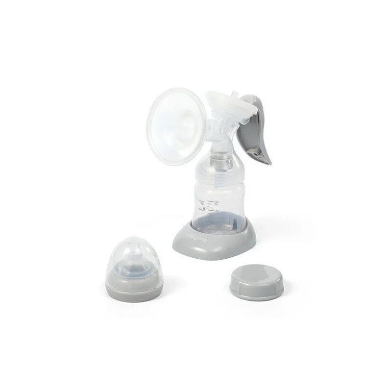 Θήλαστρο Ανατομικό Babyono Grey 1484 με θηλή σιλικόνης, μαξιλαράκι και μπιμπερό