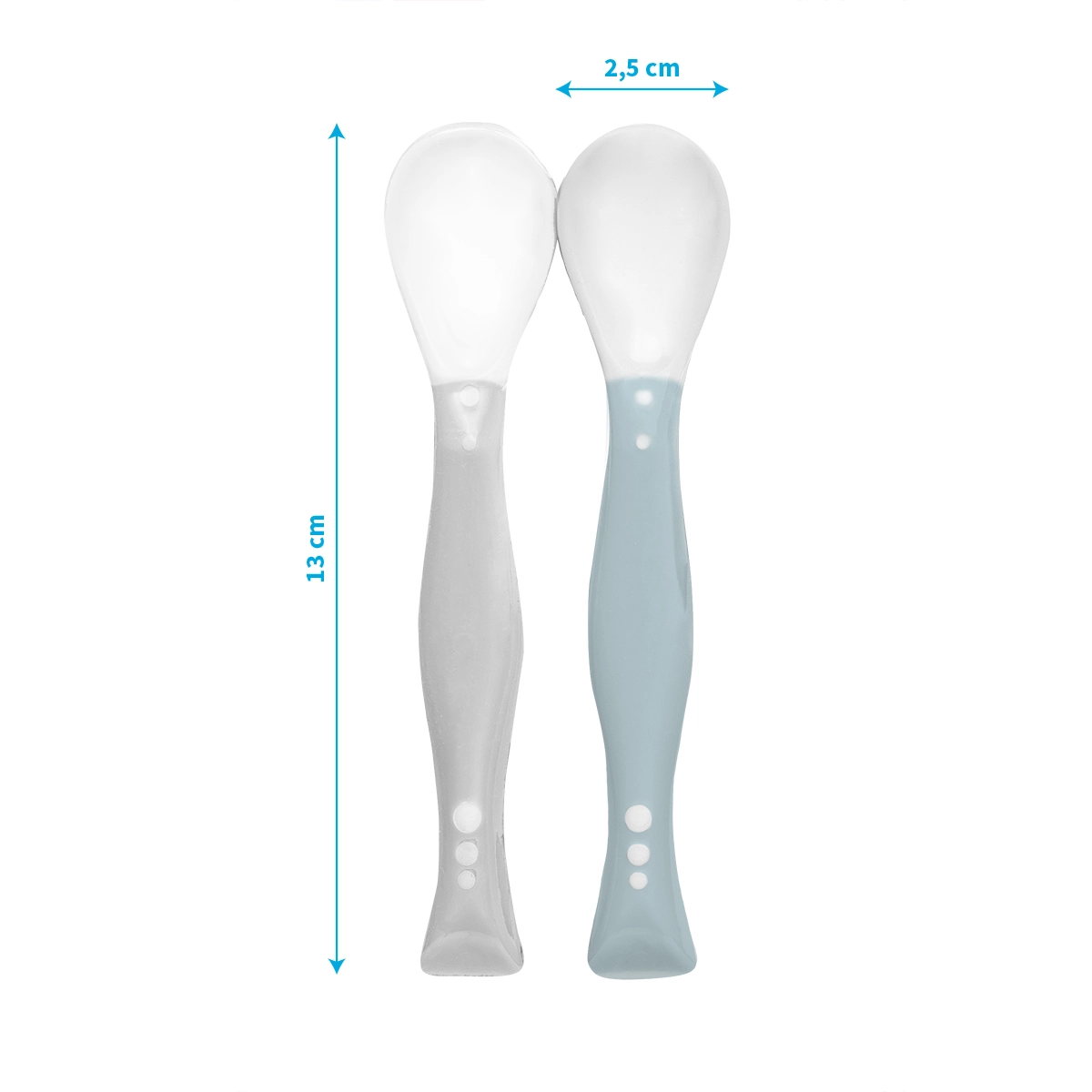 Κουταλάκια από Σιλικόνη 2τμχ Babyono γκρι γαλαζιο