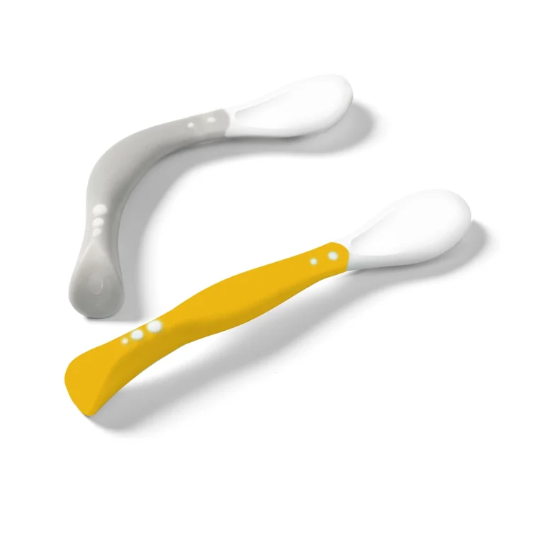 Κουταλάκια από Σιλικόνη 2τμχ Babyono Grey Yellow
