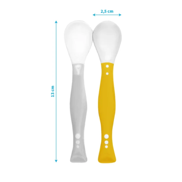 Κουταλάκια από Σιλικόνη 2τμχ Babyono Grey Yellow