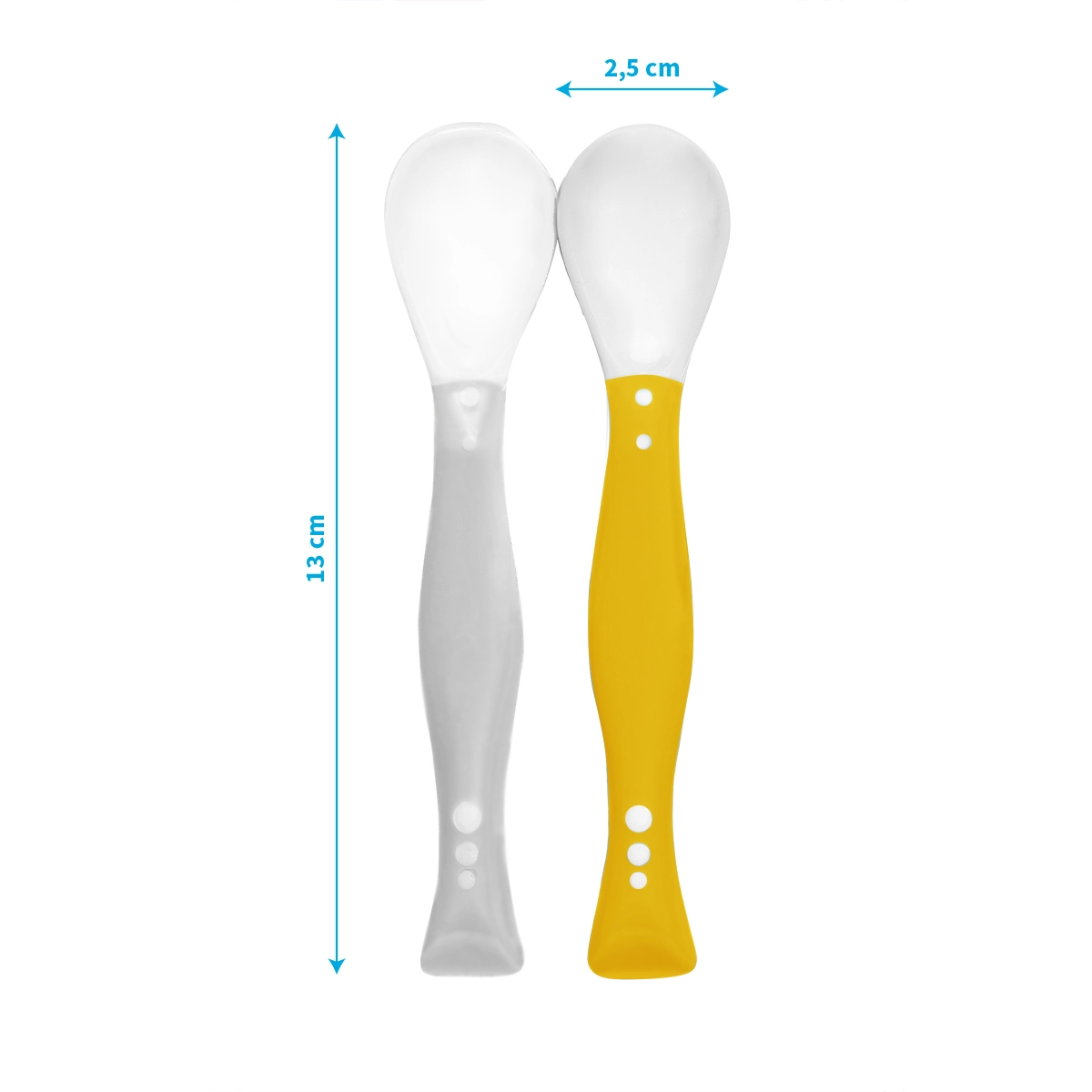 Κουταλάκια από Σιλικόνη 2τμχ Babyono Grey Yellow