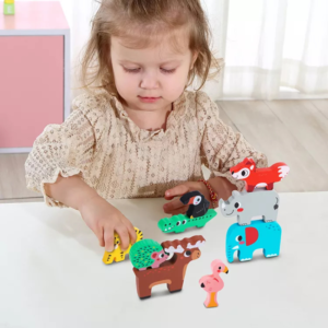Ξύλινα Ζωάκια Ισορροπίας Tooky Toys με πολύχρωμες φιγούρες ζώων.