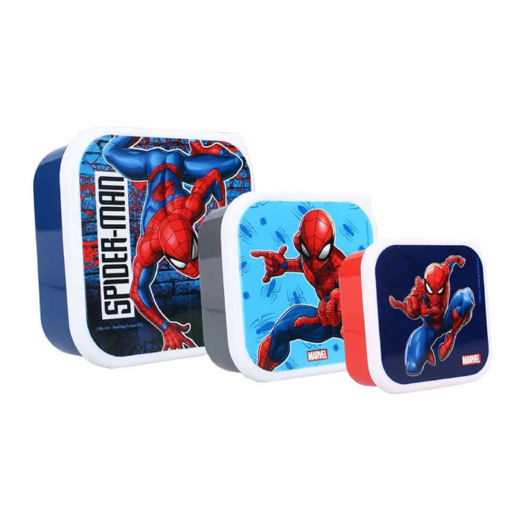 Σετ 3 δοχεία φαγητού Spider Man σε μπλε, γκρι και κόκκινο