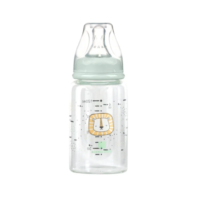 Γυάλινο μπιμπερό 120ml Savanna Kikka Boo Mint με θηλή σιλικόνης.