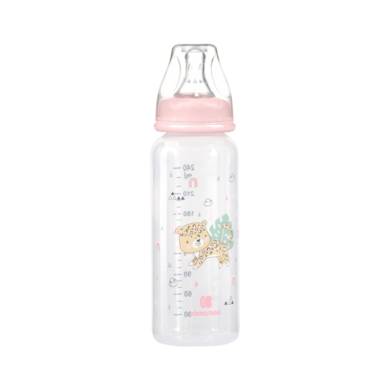 Μπιμπερό Kikkaboo Savanna Pink 240ml με θηλή σιλικόνης κατά των κολικών.