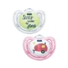 NUK Hello Adventure Duo - Day & Night Πιπίλα Σιλικόνης 0-6m Ροζ-Διάφανο