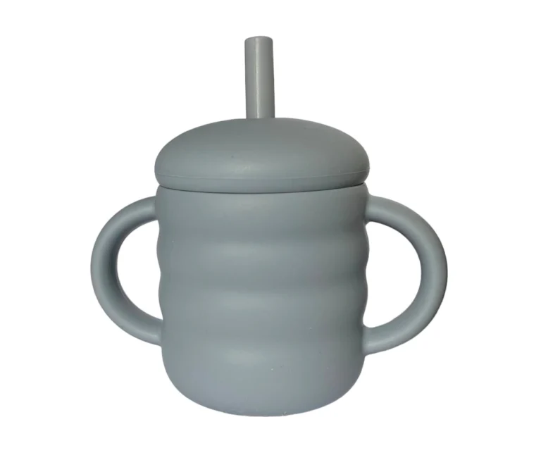 LOO UP Ποτηράκι Σιλικόνης 2IN1 Grey 160ml – Ασφαλές, χωρίς BPA, με ερμητικό καπάκι
