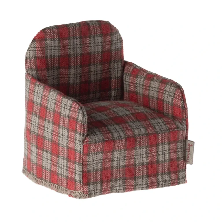 Maileg Mouse Πολυθρόνα Red Checker – Καρό πολυθρόνα για ποντικάκια
