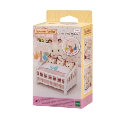 Κούνια Sylvanian Families για τριδυμάκια με περιστρεφόμενο mobile και χαριτωμένα διακοσμητικά