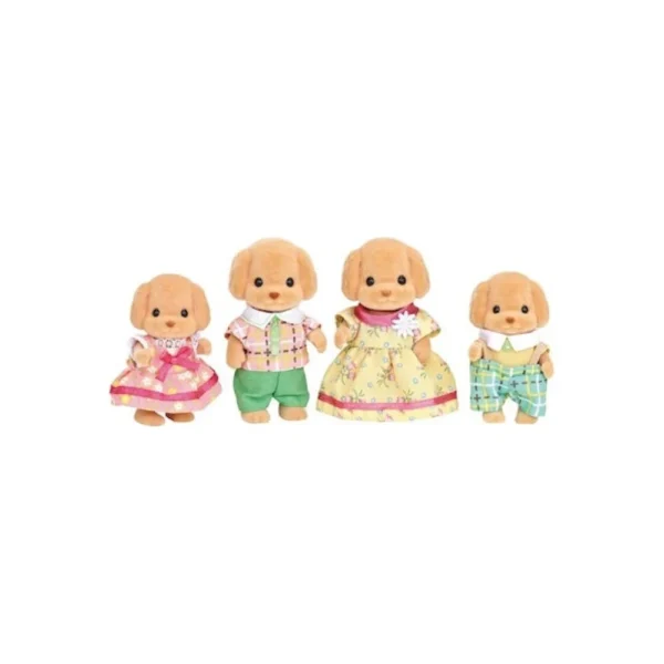 Οικογένεια Toy Poodle της Sylvanian Families με τον πατέρα, τη μητέρα και τα δύο παιδιά, έτοιμοι για παιχνίδι!