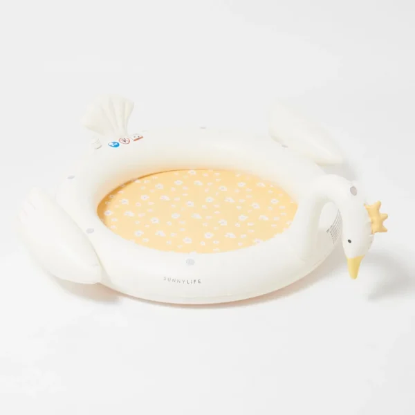 SUNNYLiFE Princess Swan φουσκωτή παιδική πισίνα με σπρινκλερ