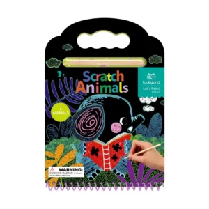 Tooky Toy μπλοκ scratch ζωάκια με ξύλινο εργαλείο και λαβή