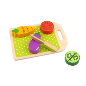 Tooky Toy Ξύλινα Λαχανικά σε Δίσκο Κοπής για παιδιά 12 μηνών+