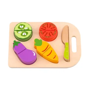Tooky Toy Ξύλινα Λαχανικά σε Δίσκο Κοπής για παιδιά 12 μηνών+