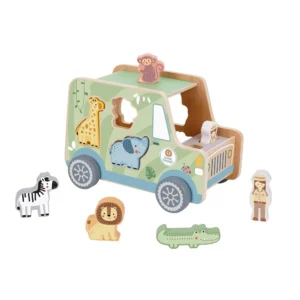 Tooky Toy Ξύλινο Τζιπ Σαφάρι με Ζωάκια για παιδιά