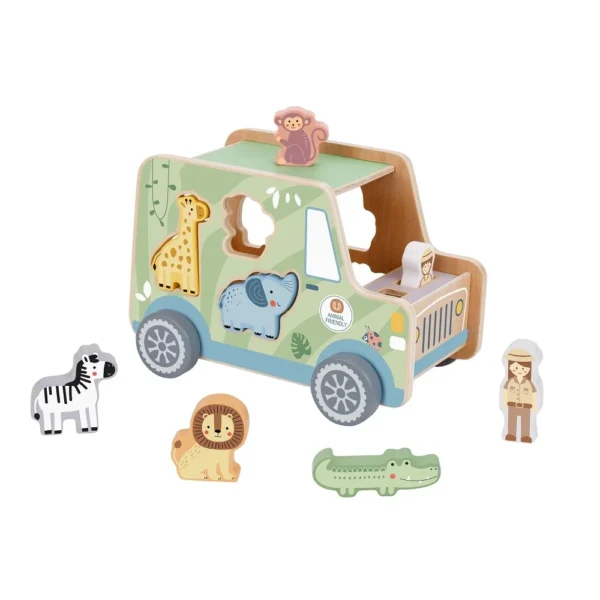 Tooky Toy Ξύλινο Τζιπ Σαφάρι με Ζωάκια για παιδιά