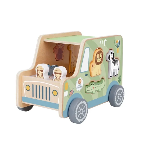 Tooky Toy Ξύλινο Τζιπ Σαφάρι με Ζωάκια για παιδιά