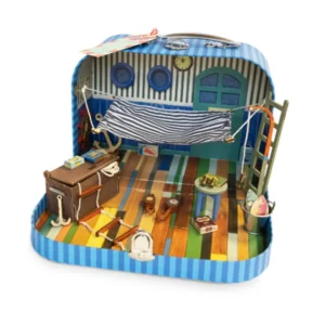 The Mouse Mansion κουκλόσπιτο βαλιτσάκι καπετανόσπιτο με ξύλινα έπιπλα και διακόσμηση