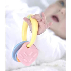 Tolo Baby μασητικό-κουδουνίστρα παστέλ για βρέφη 3 μηνών