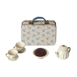 Maileg afternoon treat mouse blue madelaine tea set