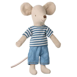 Maileg LouiMax Mouse Big Brother με μπλε μπλούζα και τζιν