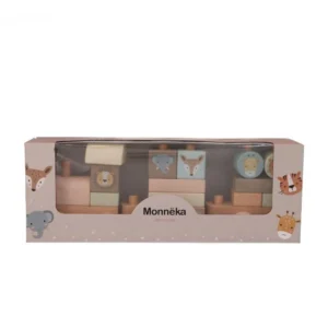 Monneka ξύλινο τρενάκι Zoo Pink για παιδιά