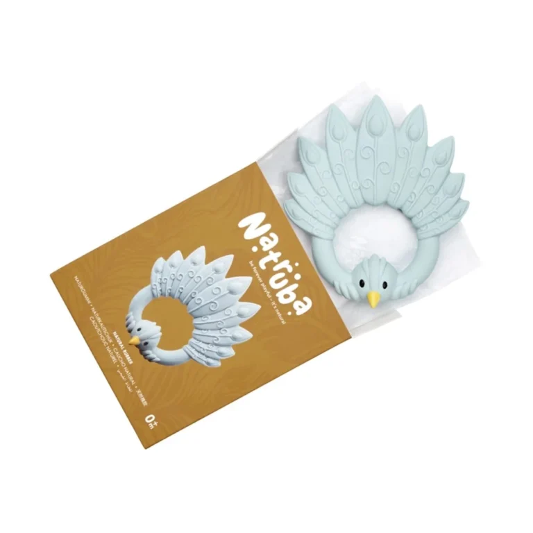 Natruba Μασητικό Peacock Light Blue | Φυσικό Καουτσούκ, Χειροποίητο, Από 0+ Μηνών