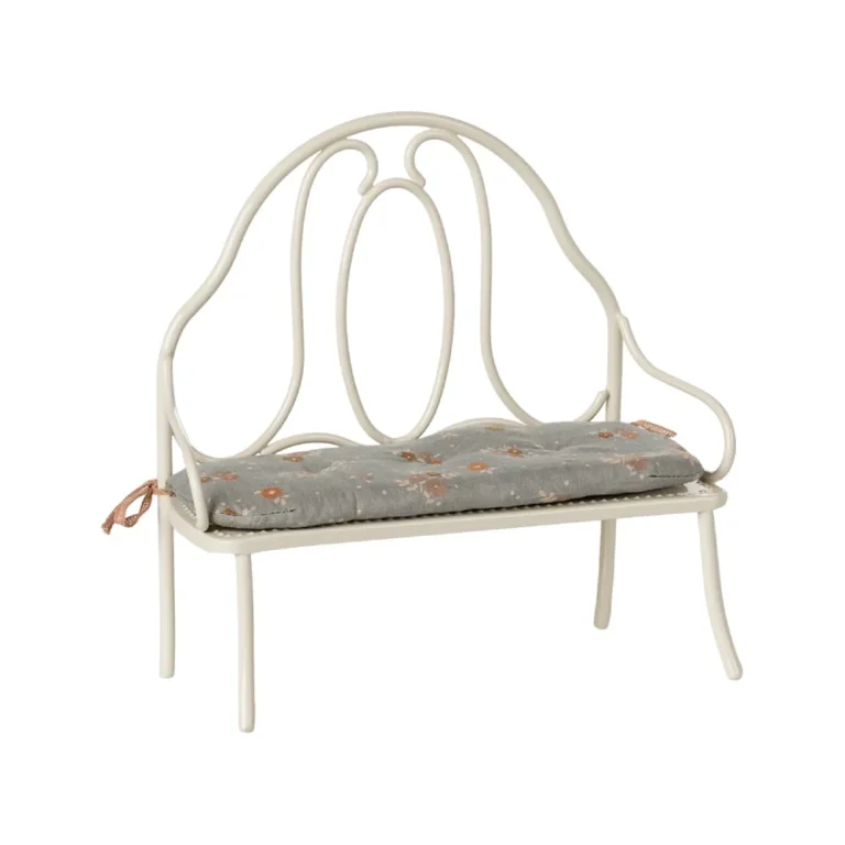 Maileg vintage παγκάκι μινιατούρα off white με μαξιλάρι