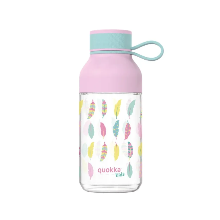 Quokka Feathers Παιδικό Παγούρι Πλαστικό Ροζ 430ml | Χωρίς BPA & Ανθεκτικό