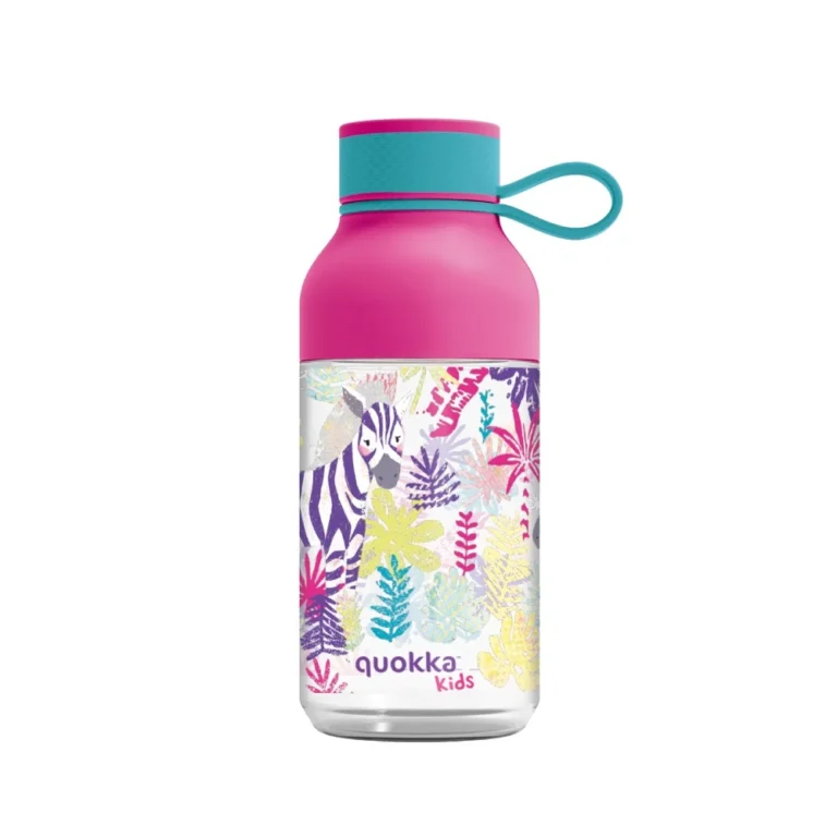 Quokka Ice Kids Zebras Παιδικό Παγούρι Πλαστικό Pink 430ml | Χωρίς BPA & Ανθεκτικό