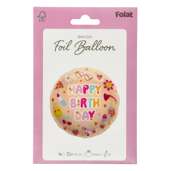 Μπαλόνι Foil Happy Birthday Boho Girlz 45εκ