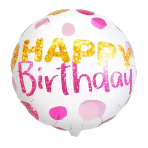 Μπαλόνι Foil Happy Birthday Dots 45εκ για Γενέθλια