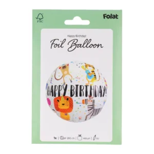Μπαλόνι Foil Happy Birthday Ζωάκια 45εκ για Παιδικά Πάρτι