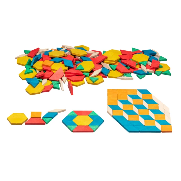 Active Learning Pattern Blocks | Σετ 250 Γεωμετρικά Σχήματα RE-Wood® με Κάρτες Δραστηριοτήτων