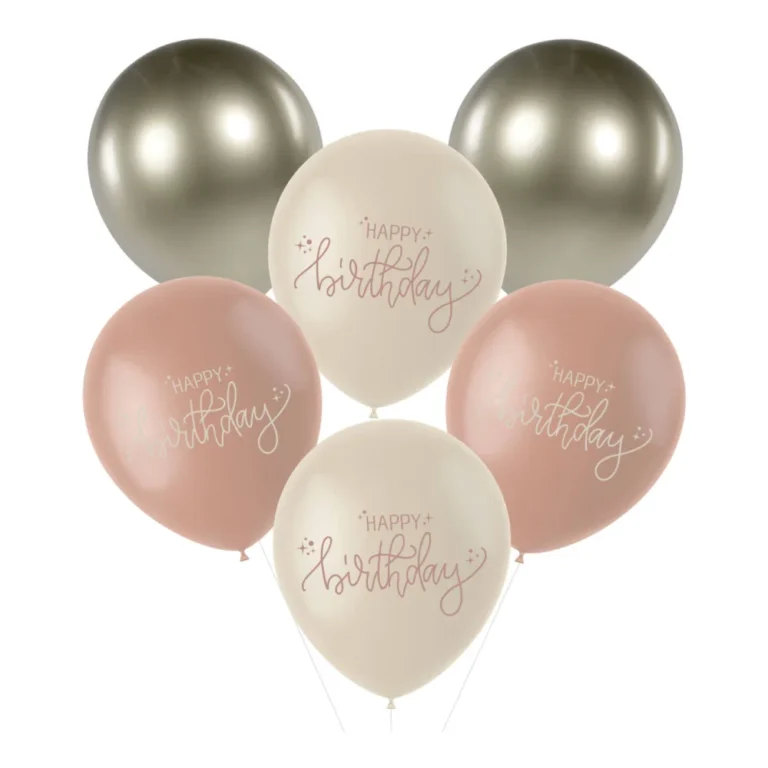 Latex Μπαλόνια Happy Birthday Crème Rose 6 τεμάχια | Μπαλόνια 33εκ