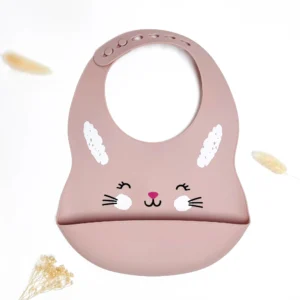 Les Petits Citrons Βρεφικό Σετ Γεύματος Bunny – Ροζ Πιάτο, Μαχαιροπίρουνα & Σαλιάρα