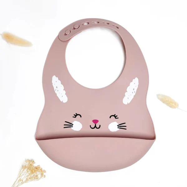 Les Petits Citrons Βρεφικό Σετ Γεύματος Bunny – Ροζ Πιάτο, Μαχαιροπίρουνα & Σαλιάρα