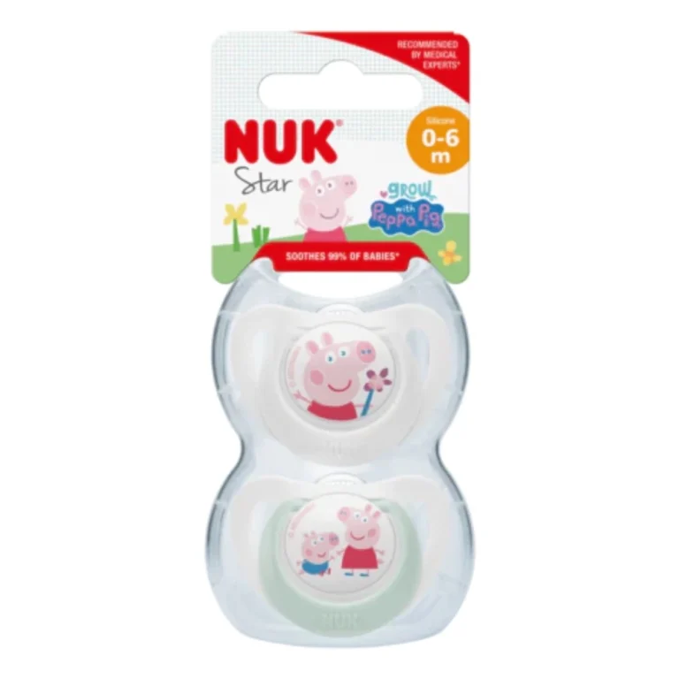 NUK Peppa Pig Star Πιπίλα Σιλικόνης για 0-6 μηνών με Θήκη | 2 Τεμάχια