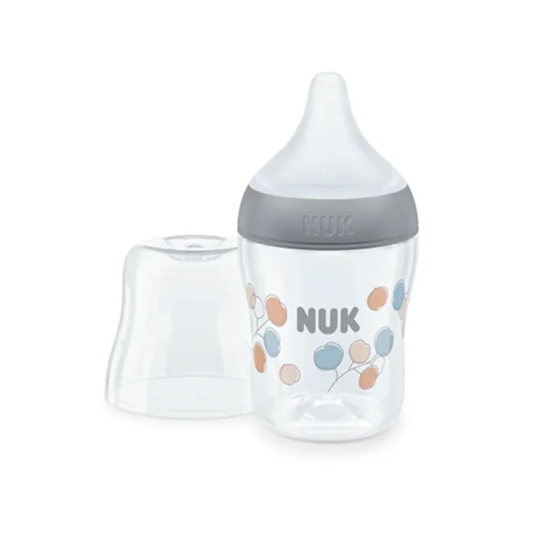 NUK Perfect Match Μπιμπερό 150ml 0+ μηνών με Θηλή Σιλικόνης – Flowers Grey Temp Control