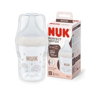 NUK Perfect Match Μπιμπερό Rainbow White 150ml με Θηλή Σιλικόνης και Temp Control