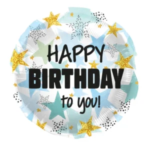 Μπαλόνι Birthday Stars Blue 45εκ