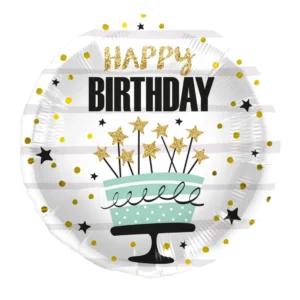 Μπαλόνι Happy Birthday Cake Stars Πολύχρωμο 45εκ