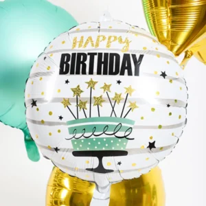 Μπαλόνι Happy Birthday Cake Stars Πολύχρωμο 45εκ