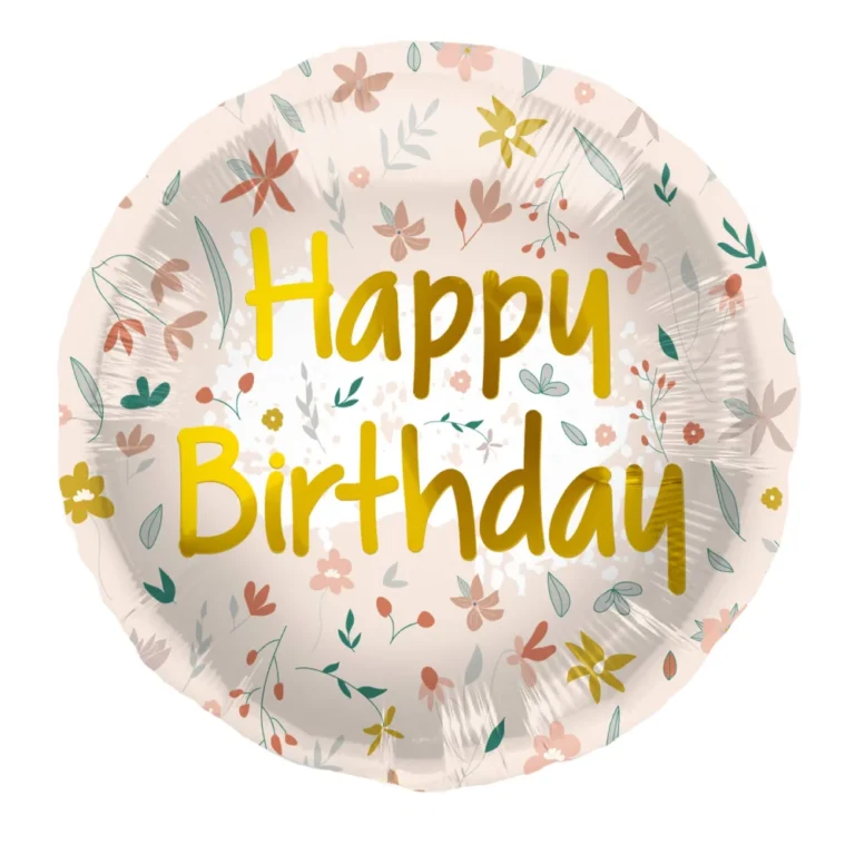 Μπαλόνι Foil Happy Birthday Cute Flowers Pink 45εκ | Ροζ Μπαλόνι για Γενέθλια με Λουλουδάκια