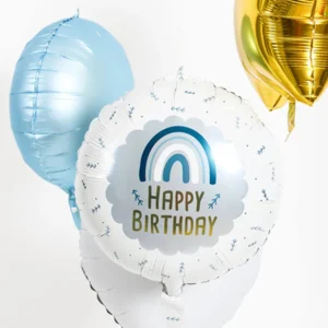 Μπαλόνι Happy Birthday Rainbow Blue 45εκ