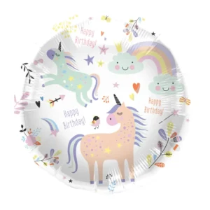 Μπαλόνι Happy Birthday Unicorns & Rainbows 45εκ