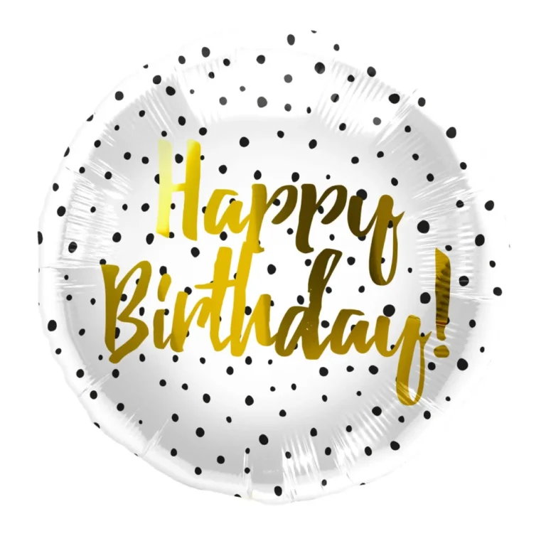 Μπαλόνι Foil Happy Dots Black 45εκ | Μπαλόνι Γενεθλίων σε Μαύρο & Λευκό