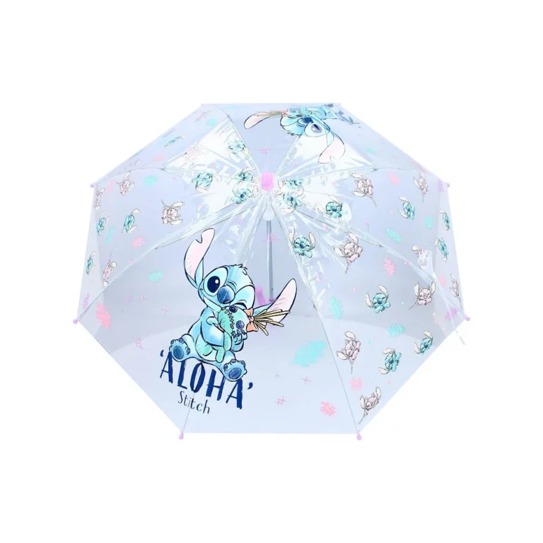Παιδική Ομπρέλα Stitch Rainy Days | Διάφανη Ομπρέλα με Ροζ Λεπτομέρειες