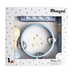 Magni Σετ Μουσικών Οργάνων Μπλε με Ντέφι, Μαράκες, Φυσαρμόνικα και Φλογέρα