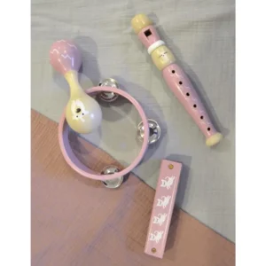 Magni Σετ Μουσικών Οργάνων Ροζ με Ντέφι, Μαράκες, Φυσαρμόνικα και Φλογέρα